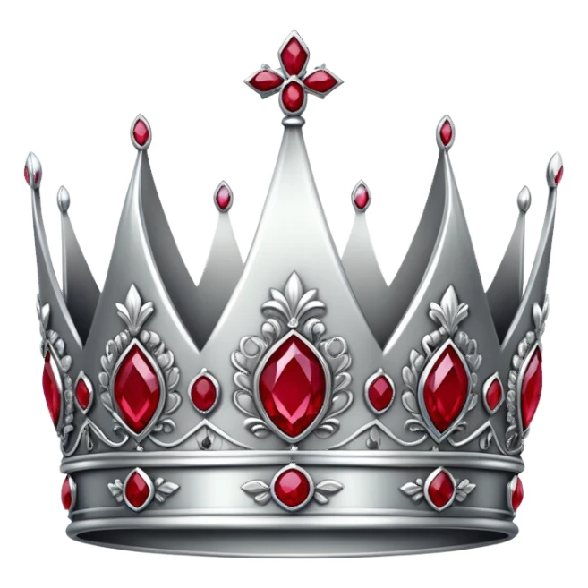 Men's silver crown with red rubies, regal and masculine design sticker