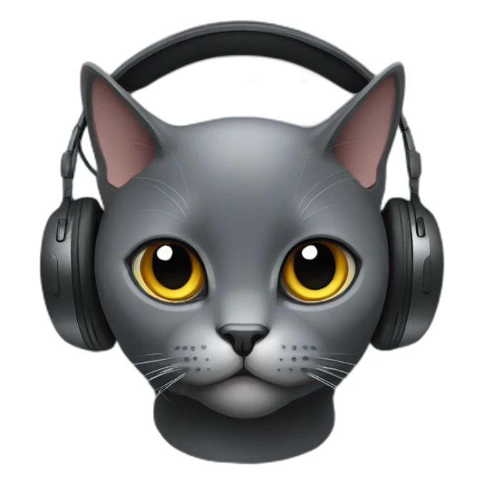 Dark Grey British short hair cat wearing gaming headset sticker