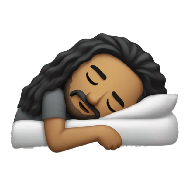 Homeless man with long straight black hair sleeping  sticker