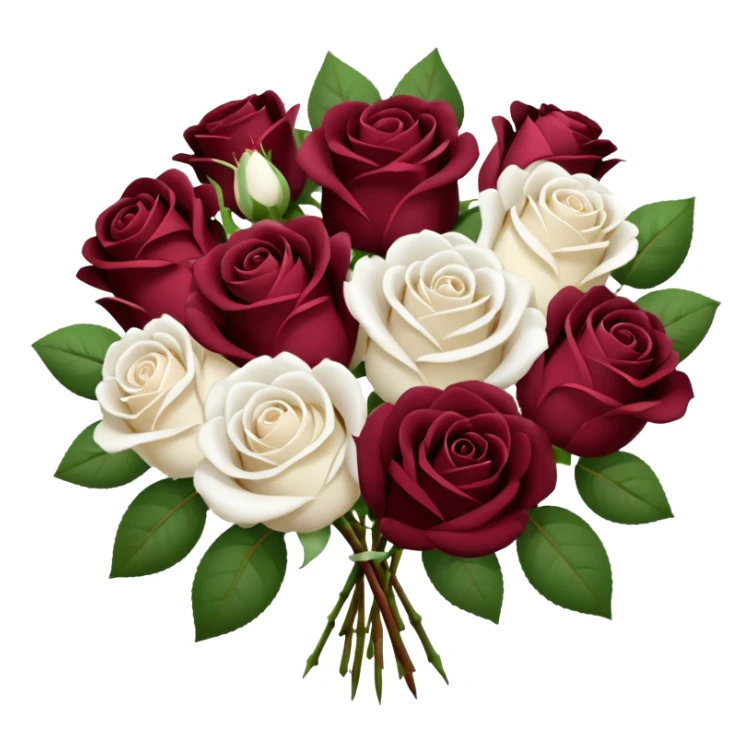bouquet of burgundy and white roses  sticker