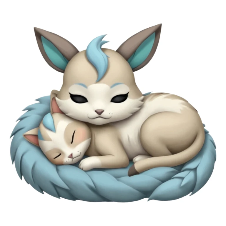 Animalistic tired sleeping snoozing snoring kawaii chibi sleepy happy glad somber mongral Meloetta-Absol-Zekrom-Gatomon-Pteromon-hybrid sticker