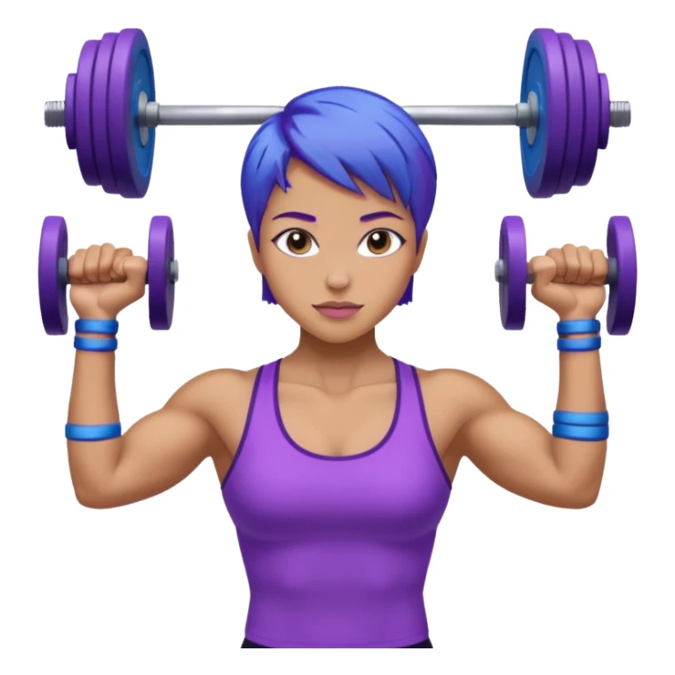 weight lift woman short blue purple har muscles sticker