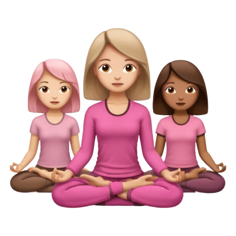 3 girls meditating dressing pink and brown clothers sticker