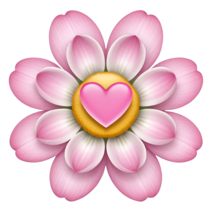 white flower with mini pink heart center sticker