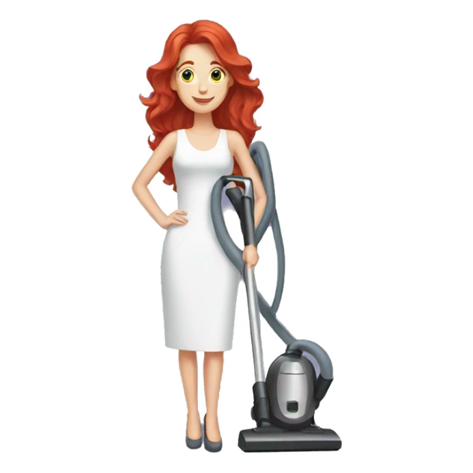 Red haired women with a vacuum cleaner  sticker