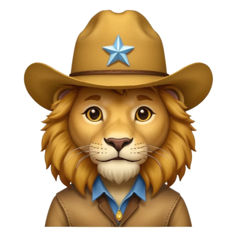lion emoji wearing a cowboy hat sticker