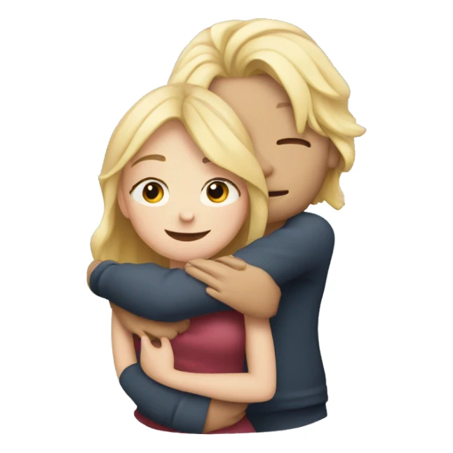 blonde girl hugs a guy sticker