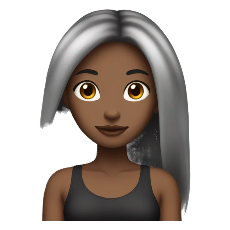 Straight hair Black girl with black/white cat sticker