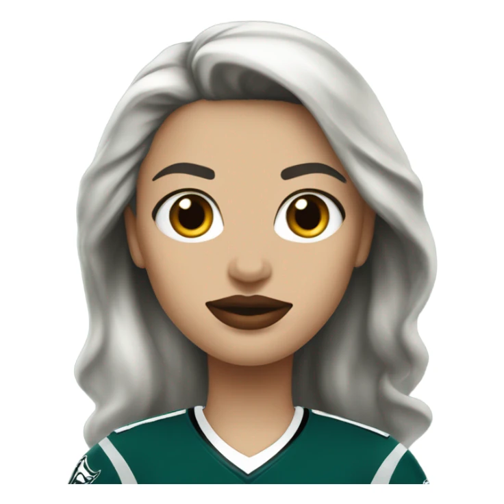  White female dark hair red lips wearing Philadelphia Eagles jersey sticker