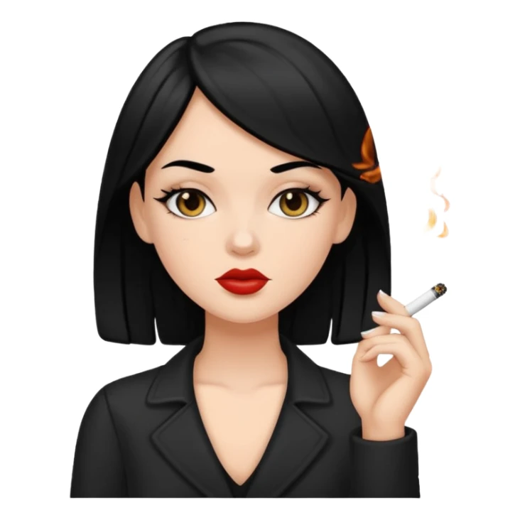 white girl with black hair smoking sticker