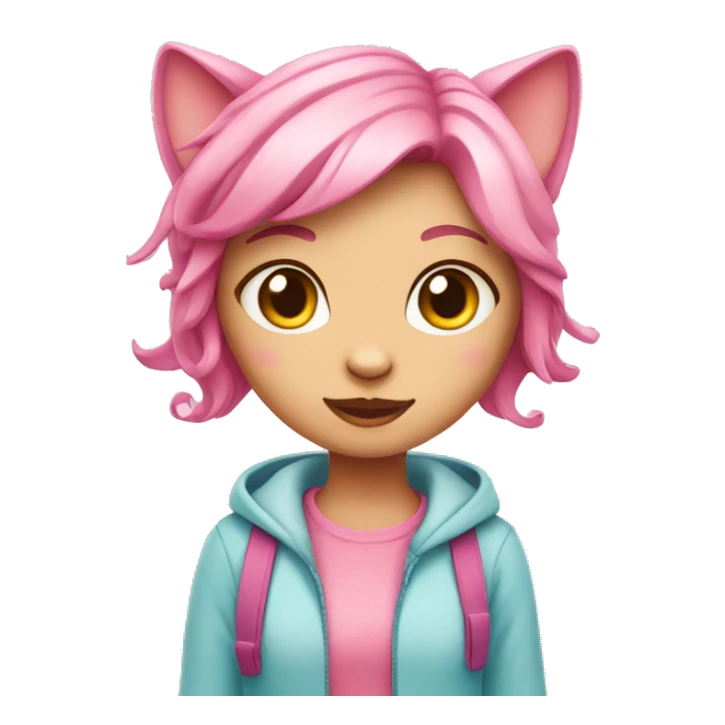 girl pink cat sticker