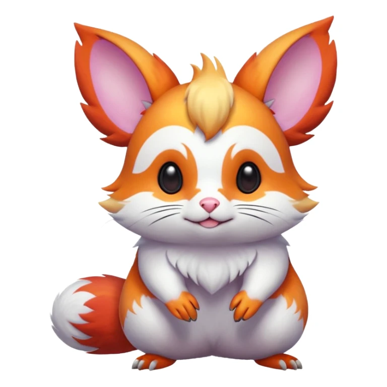  Shiny iridescent light warmly colored reddish-orange-gold-gradients neon vibrant colorful pastel flourishing flurry fuzzy Absol-Minccino-Furret-Zangoose-Chinchilla-fusion-animal-Fakémon-hybrid-creature, by griffsnuff sticker