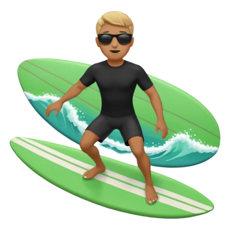 Un hombre sorteando con camisa negra y tabla verde sticker