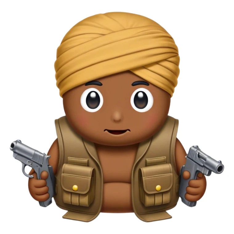 poop wearing a turbin and wearing an ammo vest sticker