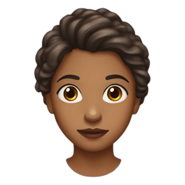 Brown girl medium hair ugly face sticker