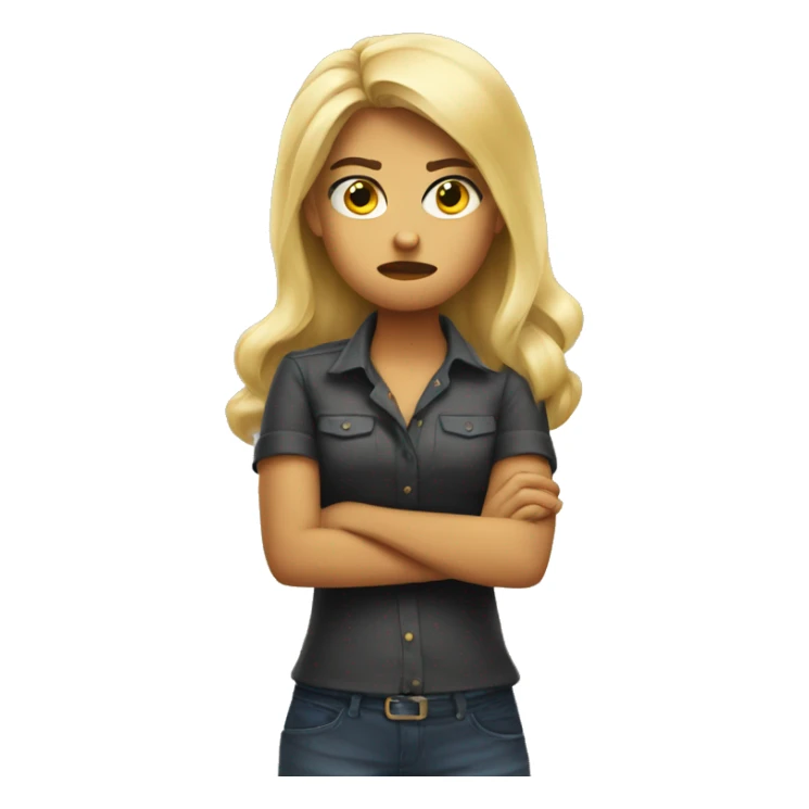 angry arms crossed blonde girl emoji  sticker
