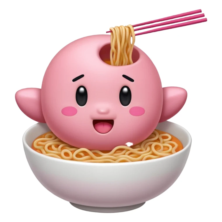 Kirby eating noodles sticker