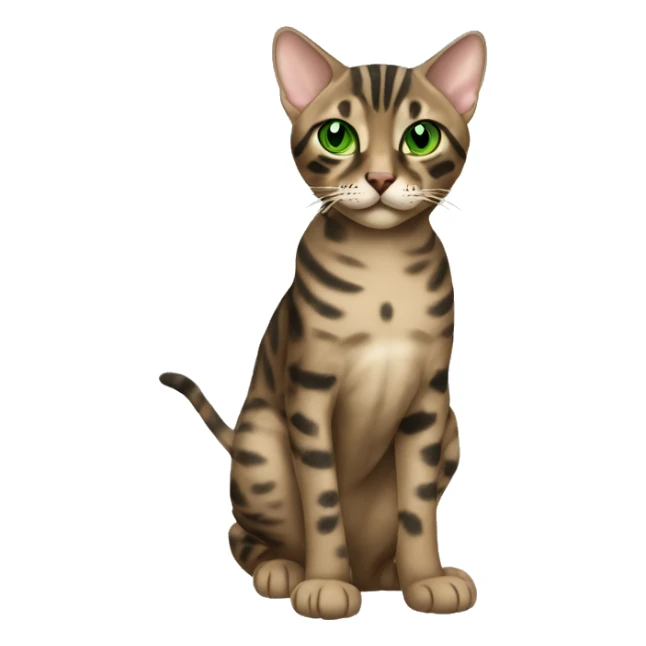 Sepia charcoal Bengal cat with Green eyes standing sticker