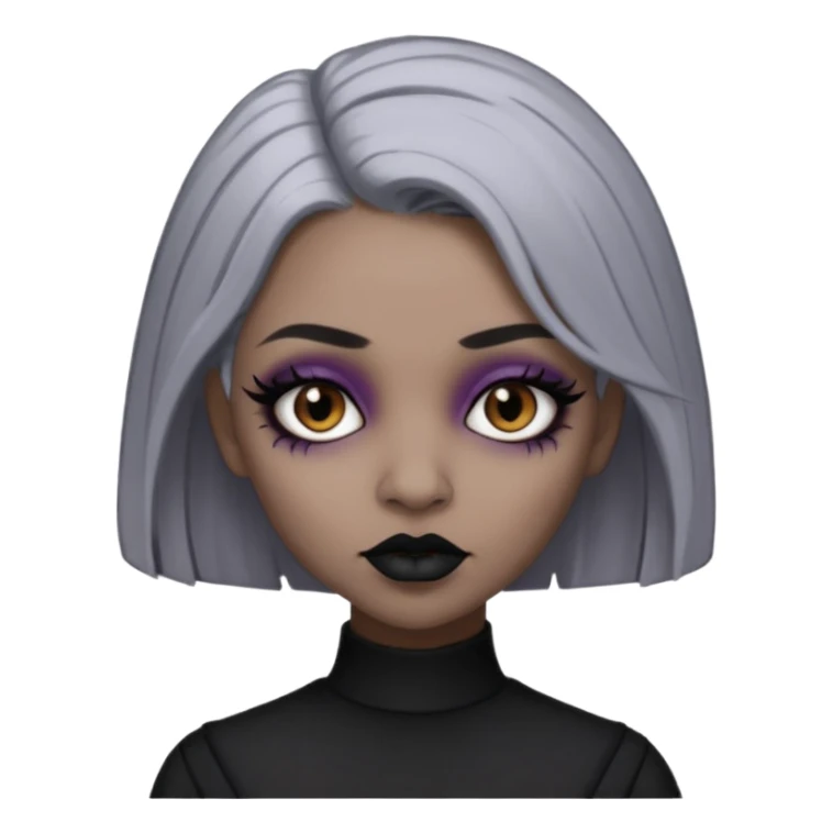 Light cool brown skin grey hair black lips goth girl sticker