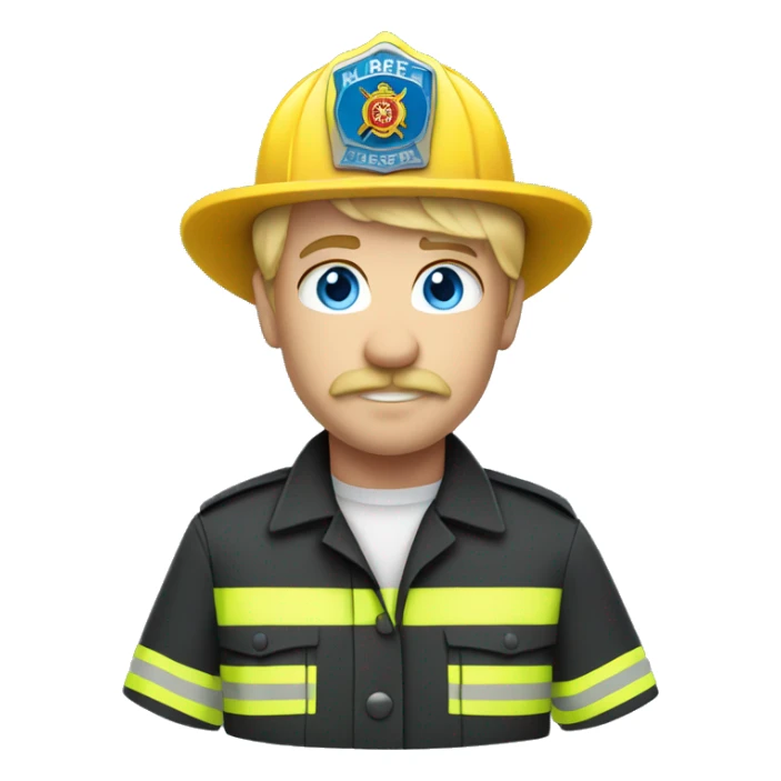 firefighter with blue eyes and blonde hair and a handlebar mustache  sticker