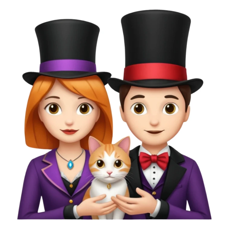 magician couple and their pet cat sticker