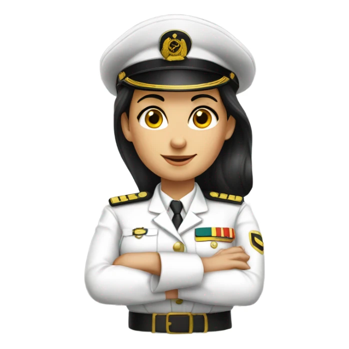 German Ship Captain Woman white Uniform dark hair sticker