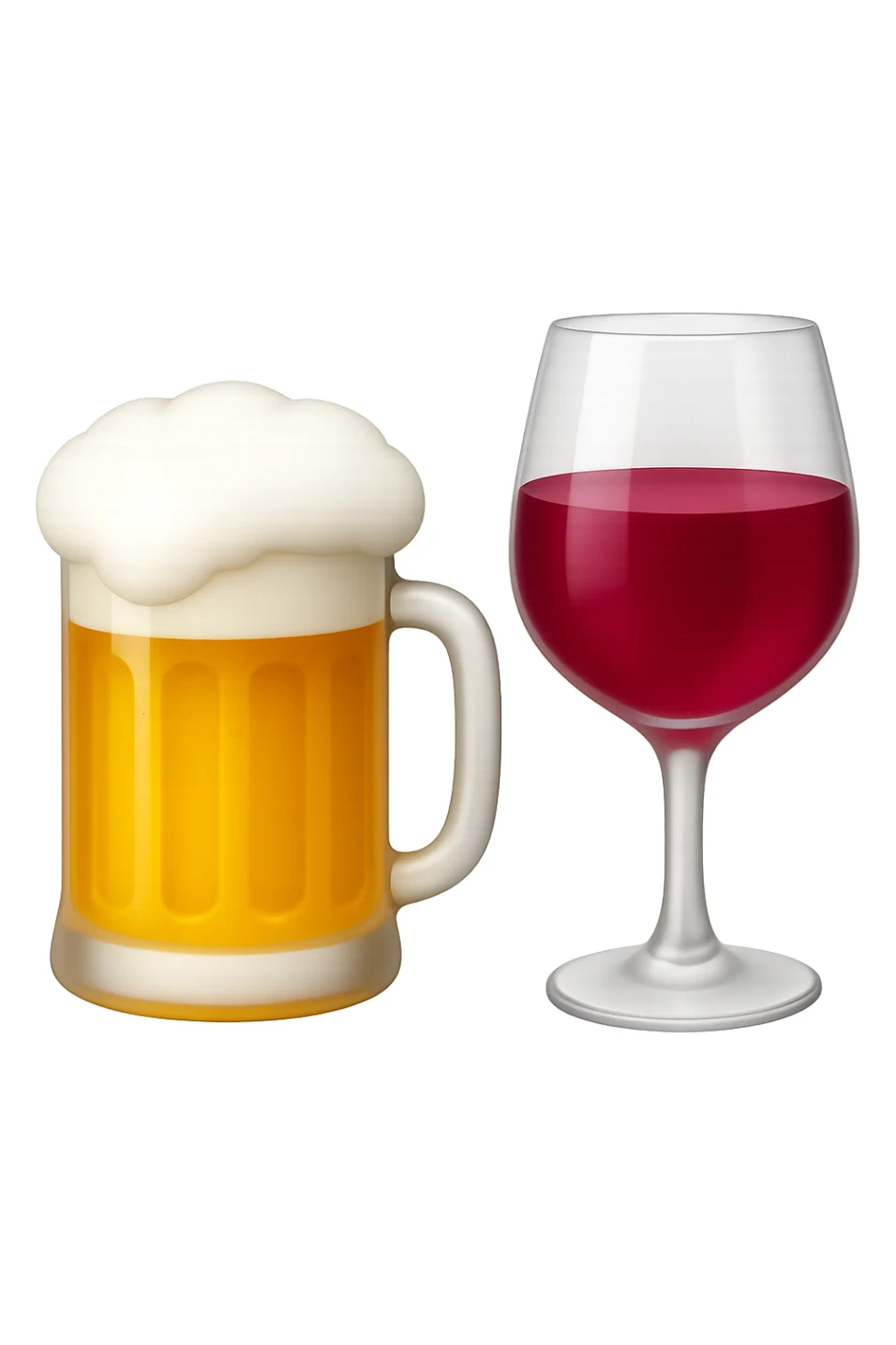 emoji 3d stile iphone che rappresenta un boccale di birra e un calice di vino rosso 3d sticker