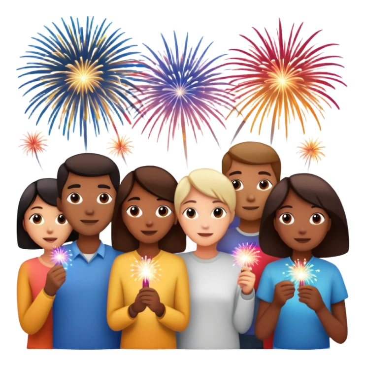 group of people watching fireworks sticker
