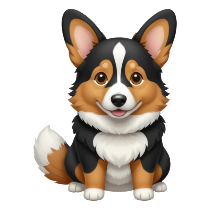 black tricolor corgi with no tail in snow sticker