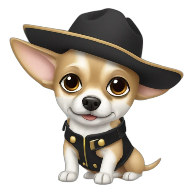 Chihuahua blanc poilu à tache noire  sticker