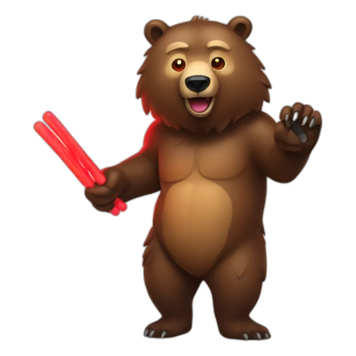 Grizzly with 2 red glow sticks sticker