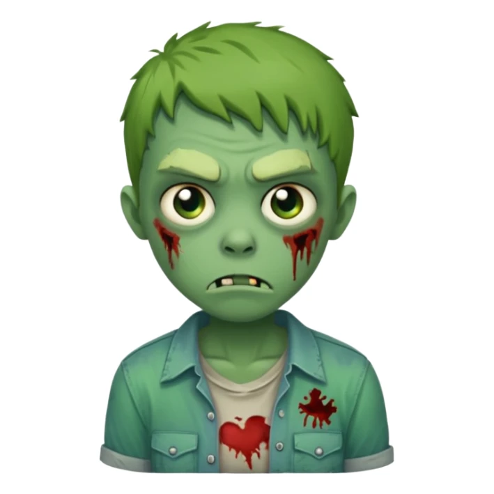 a super cute zombie green with shirt, look sad but not danger

 sticker