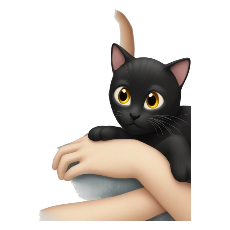 White girl blonde hair sleeping in bed with black kitty sticker