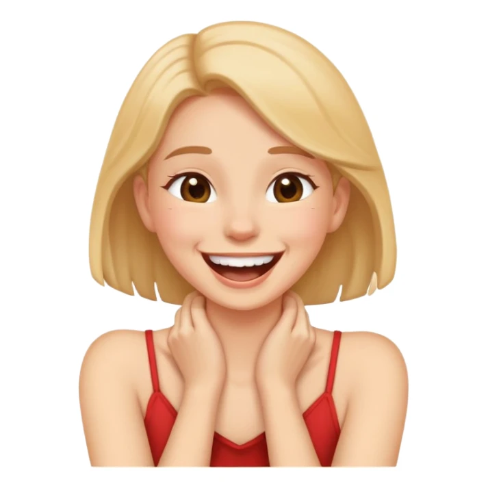 Girl holding her neck ￼ and laughing  sticker