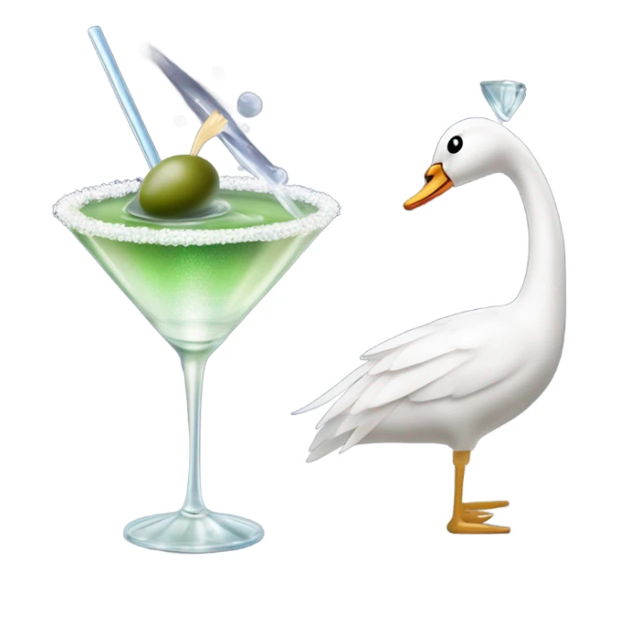A martini with a posh swan sticker