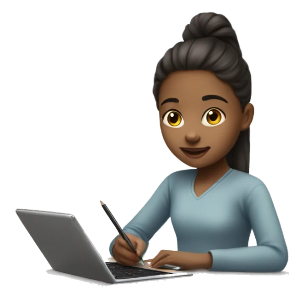  A girl drawing on a tablet with an apple pencil sticker