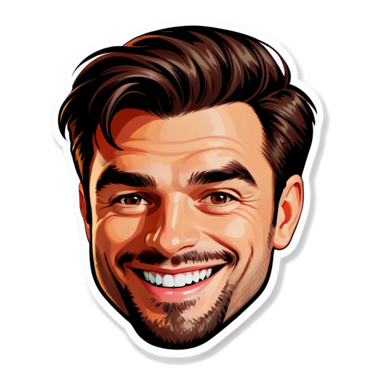 smiling portrait of a man sticker