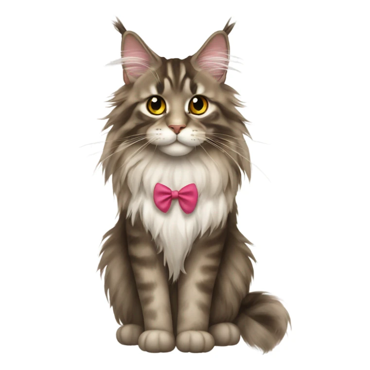 Maine Coon girl with bow sticker