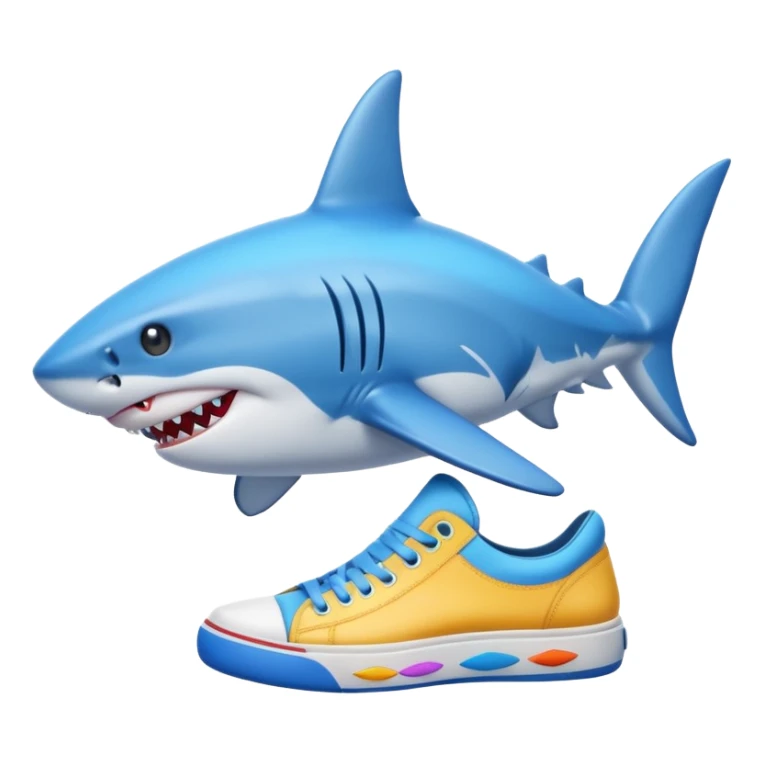 cartoon shark with colorful shoes sticker