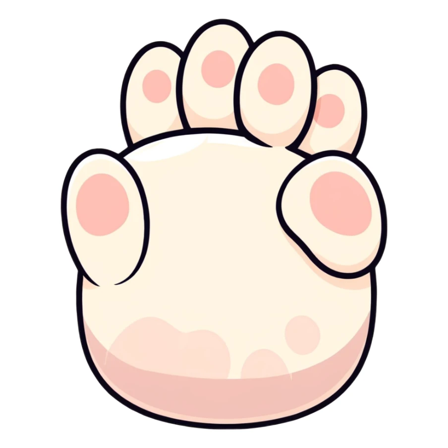 cat paw with visible toe beans and soft fur sticker