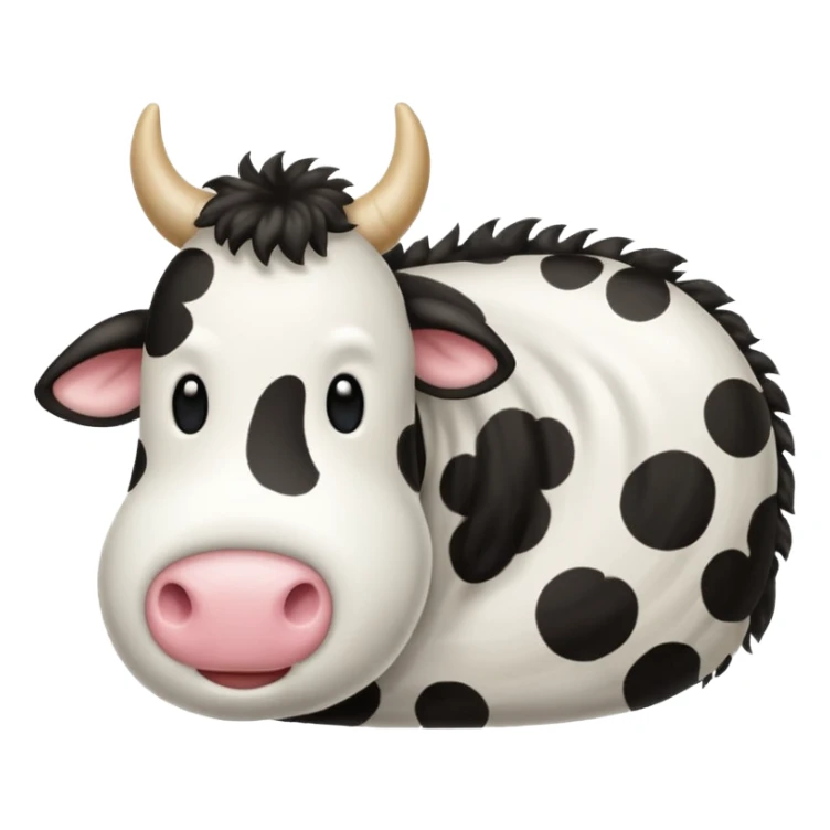 realistic white and black spotted cow tail, fluffy texture, slight curl at the end, soft shading, no background, transparent PNG style, emoji aesthetic sticker
