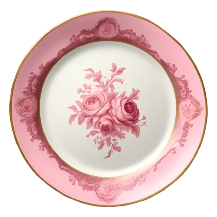 vintage rococo highly detailed flower pink plate sticker