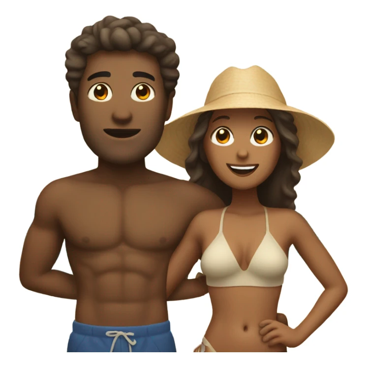 Man and tan woman at beach sticker