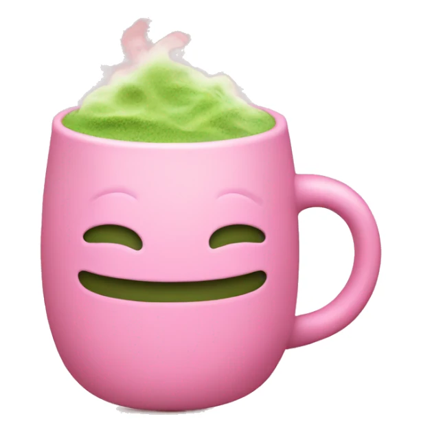 Pink mug with matcha and steam sticker