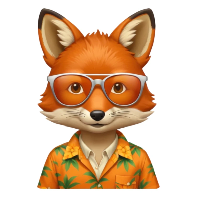 fox with aloha shirt wearing sunglasses sticker