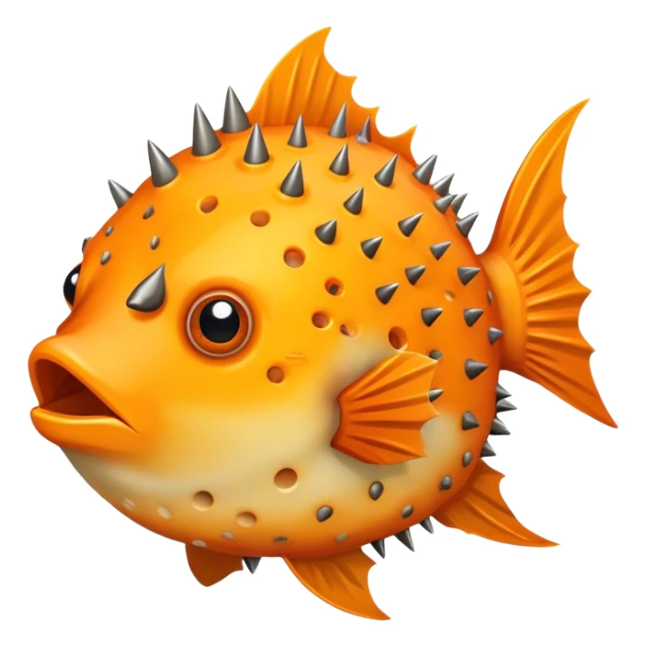 All Orange BlowFish facing forward With Spikes inside the state of Arizona sticker