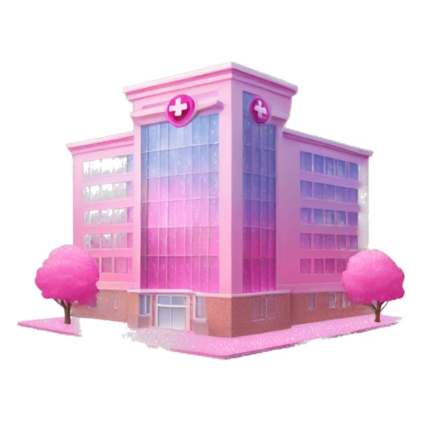 Pink ombre hospital building with glitter sticker