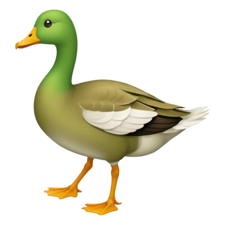 Make an emoji for a goose that's green (dominant colour #39C700). Use the existing goose emoji for inspiration. Show the whole body. Make the goose look like it's going somewhere sticker