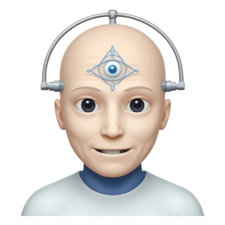 mutant test subject portrait, head and shoulders only, third eye on forehead, pale skin, creepy calm smile, lab experiment style, 3D cartoon, mobile game icon style, clean background, no text, no watermark

 sticker