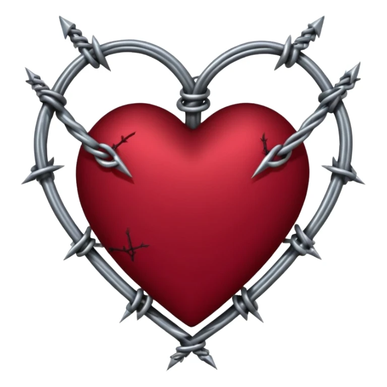 heart with a dark rose and barbed wire sticker